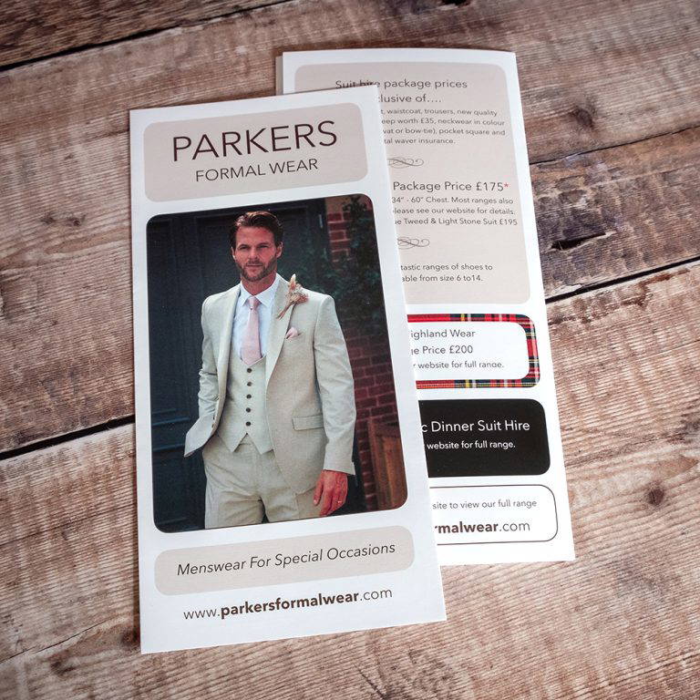 Parkers Formal Hire Folded Leaflets 768x768